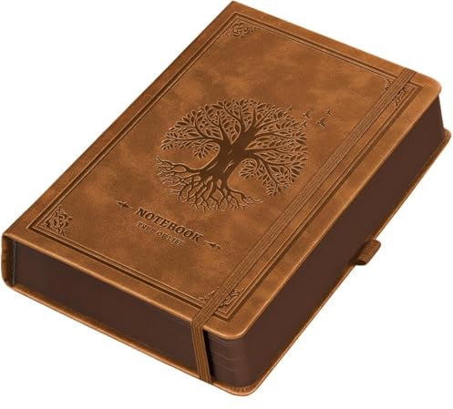 RETTACY A5 Gepunktetes Notizbuch, Hardcover Leder Bullet Dot Grid Journal, 256 Nummerierte Seiten Zum Schreiben, Innentasche, 120gsm Papier, Für Frauen Männer Notizen, Doodling, 14.5 X 21cm-Kamel