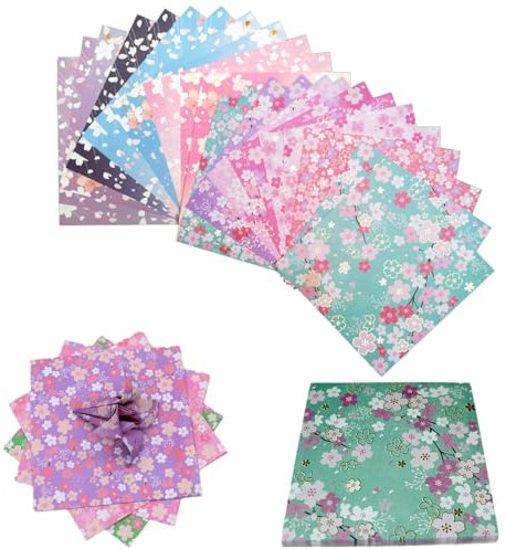 120 Blatt Origamipapier 15 x 15 cm Japanisches Kirschblüten Muster,Doppelseitiges Farbiges Origami Papier kirschblüte Weihnachtsorigami Papier Washi-Papier für DIY Kunst und Bastelprojekte