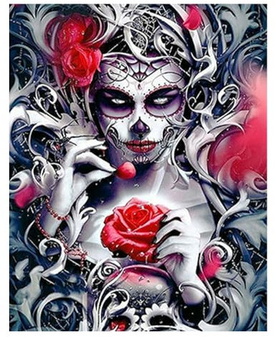 DCIDBEI 40 x 50 cm 5D DIY Diamond Painting Schädel Frau, Malen Zahlen Diamant Gothic Kinder, Diamant-Stickerei Vollbild Quadratisch, Dekoration zu Hause, Wohnzimmer/Freizeitaktivitäten Erwachsene