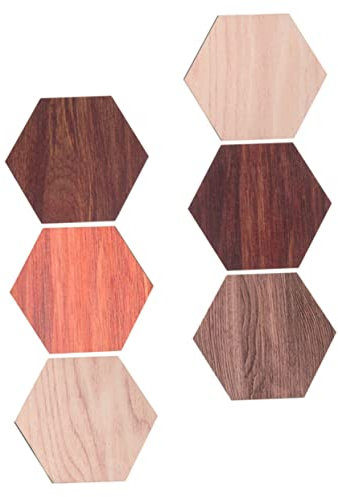 HOMSFOU 6 Stück Sechseckige Wandaufkleber Aus Holz Dekoration Für Schlafzimmer Zuhause Bar Café Restaurant Party Mz164