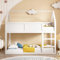 MQLAE Kinderbett Hochbett 90x200, Etagenbett Holzbett Hausbett für 2 Kinder, Bettgestell mit Rausfallschutz und 1 Lattenrost, Spielbett Stockbett für Jungen & Mädchen, Massivholzrahmen (Weiß)