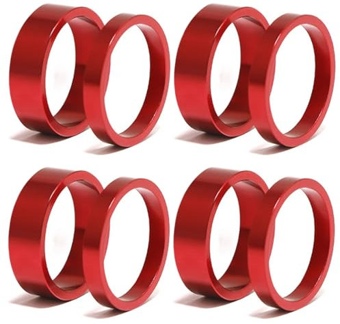 YATEICBC 8 x distanziatore forcella bicicletta, distanziatore barra anteriore bicicletta, distanziatore attacco manubrio, distanziatore alluminio montagna strada bicicletta fibra di carbonio (rosso)
