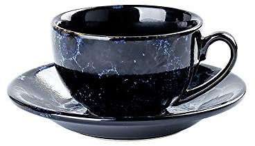 Keramik-Kaffeetasse, Keramik 250Ml Kaffeetasse und Untertasse Set, 8,45 Unzen Nachmittag Cocktail Tassen Becher Milch Tassen mit Griff Trinkgläser Frühstückstasse Espresso Tasse Great/B(C)