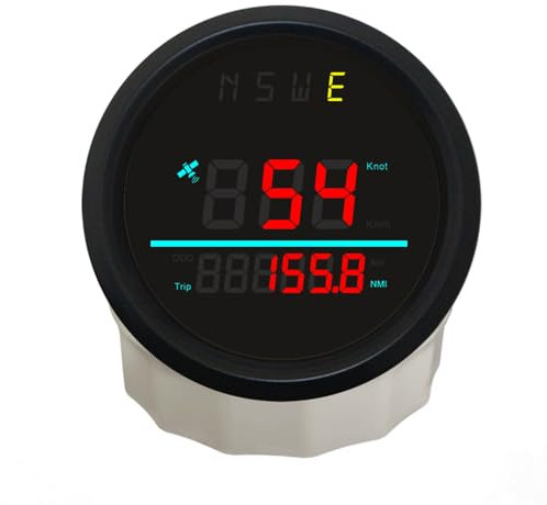 ELING 85 mm GPS-Tachometer Messgerät für Knoten KMH NSWE Geschwindigkeits Kilometerzähler für Segelboote Schnellboote 12 V 24 V