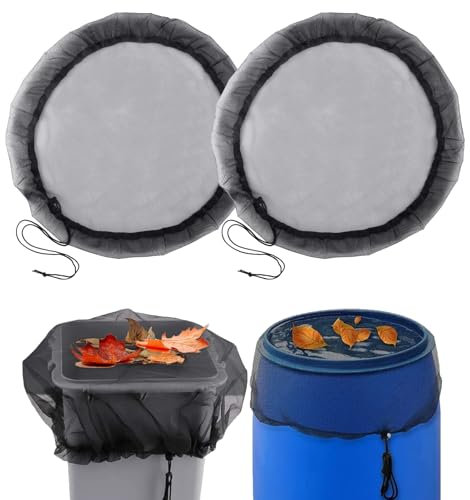 AOZUO 2Pcs Rain Barrel Screen, Rain Butt Cover Set Rain Drum for Garden Rain Water Collection Barrel Rain Catcher Net Mesh Cover for Rain Barrel with Drawstring to Keep Mosquitos Debris Leaves, 31.4in
