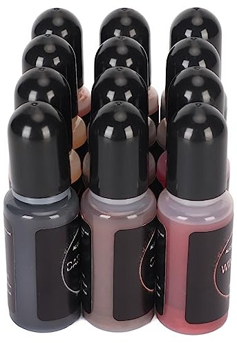 Akozon Metallic Alcohol Ink Set, 12 Colors High Concentrated Alcohol Based Inks for Resin Art, Alcohol Paint with 10ml Each Bottle, Can Be Diluted with Alcohol