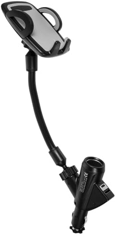 jojofuny Car Mobile Phone Holder Auto Handyhalterung Mit Dual USB LadegeräT FüR ZigarettenanzüNder 12-24V Kunststoff Schwarz 4 Zoll Kompakt FüR Zuhause Und Auto