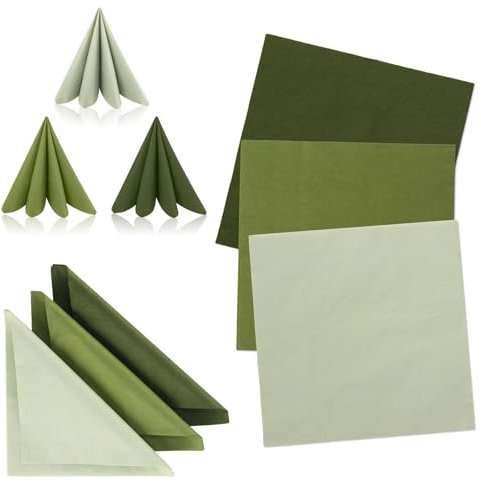 RYMAUP 60 Stück Servietten Salbeigrün Papierservietten 33 x 33 cm Servietten Eukalyptusgrün Cocktailservietten Einwegservietten für Hochzeit Abendessen Geburtstag Braut Jahrestag Party
