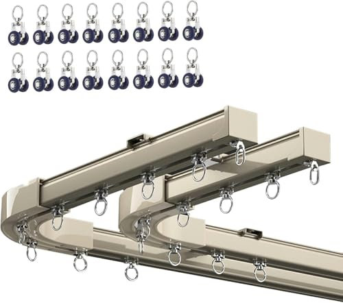 HOTAPEPU Robusto Binario per Tende da Esterno Bastone per Tenda Singolo/Doppio Binario, Montaggio A Soffitto/Parete, 3m 4m 5m con Connettore Dedicato, Liscio E Senza Ostacoli, Facile da Installare
