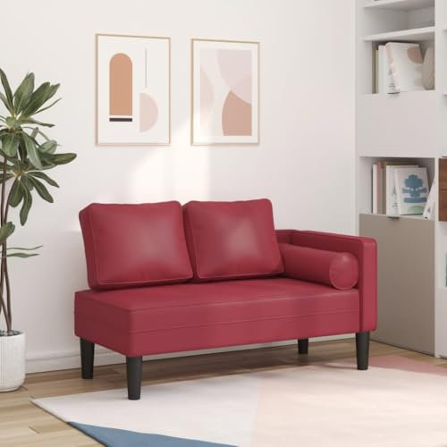 ShGaxin Chaiselongue mit Kissen Weinrot Kunstleder, Relaxliege Wohnzimmer, Relaxsessel, Lesesessel, Ruhesessel, Bettsofa - 4007568