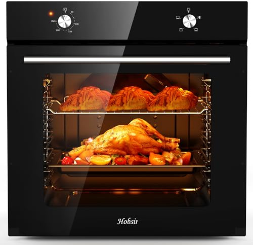 Hobsir Four électrique Encastré 60cm, 65L Grande Capacité, 4 Fonctions