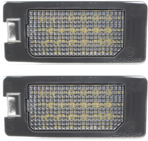 M MODECAR - Kompatibel mit Skoda Fabia III, Octavia III, Rapid, Superb II, Yeti, Seat Alhambra II, Ibiza IV, Porsche Panamera 970 LED-Kennzeichenbeleuchtung Lampen 2 Stk. Set für 8T0943021, 4G0943021