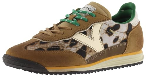 victoria Sneaker Saturno Animal-Print-Nylon & Farbige & Passende VelourslederEinsätzen & Gezackte Sohle 1158103 für Damen Camel 38