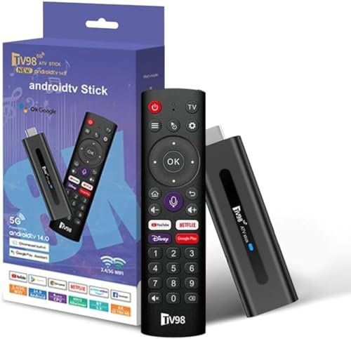 Android TV Stick 4K 2GB RAM + 16GB ROM | WiFi Dual 2.4G/5G | HDR10+ | Usar Adaptador de Corriente de Pared 5V 2A para Mejor Rendimiento