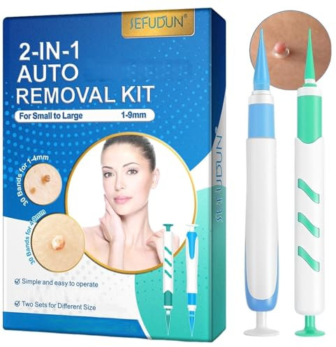 Juego de eliminador de verrugas – Eliminador de verrugas para el hogar – Eliminador de verrugas indoloro para eliminar fibromas, removedor de verrugas y marcas de nacimiento – Eliminación segura y