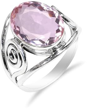 Rosa Amethyst Edelstein 925 Sterling Silber Handgefertigter Solitär Traditioneller Verlobungsring für Damen und Herren RH-01-PAMTST-10