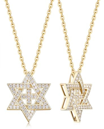 FDYZ Moissanite Gold Plated Cross Star of David Pendant Israel Necklace for Women 925 Silver Chain Necklace