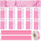 WANDIC 50PCS Octobre Rose Ensemble de Épingle, Sensibilisation au Cancer du Sein avec 1PC Rouleau d'autocollants Large Bannière Personnalisée 50PCS Bracelet Polyester Ajustable pour Accessoires Décora