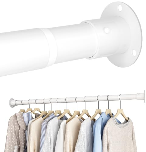 Kleiderstange Schrank Ausziehbar, Garderobenstange Wandmontage, Kleiderschrank Stange für Schrank, Kleiderschrank, Waschküchen, 85-160cm Weiß(Durchmesser 32mm)