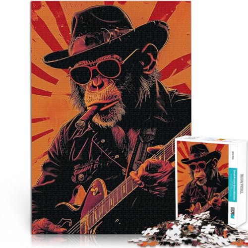 Stressabbau Mr. Monkey Blues Night 1000-teiliges Puzzle für Erwachsene 38x52cm Einzigartige Wohndekoration und Geschenke für ab 14 Jahren