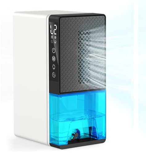 Luftentfeuchter, Leise Luftentfeuchter Elektrisch, Anti-Schimmel Dehumidifier mit Abtaufunktion und Schlafmodus, 2/4/6/8/12/24-h-Timer, Geeignet für Schlafzimmer Keller Badezimmer Waschküchen