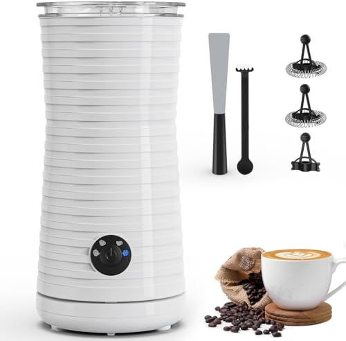 Morpilot Mousseur à Lait Électrique 4 en 1 à Mousse Chaude Froide et Chauffe-lait, Emulsionneur Automatique 400W 240ml pour Cappuccino Macchiato Latte