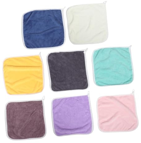 Didiseaon 8stücke Babyhandtuch mit Schlaufe Weiches Kinderhandtuch fürs Badezimmer Flauschiges Gesichtshandtuch aus Fleece Saugfähiges Waschlappen für Neugeborene und Zufälliger Stil