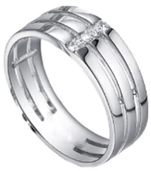 585 Gold Ring Herren, Trauringe Weiß Diamant Silber Verlobungsring 14 Karat Weißgold Größe 52 (16.6)