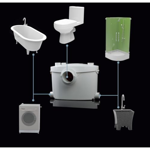 Broyeur WC Sanitaire Adaptable Silencieux marque Française BSF-550-UP | Broyeur Sanitaire avec Trappe de Maintenance rapide pour salle de Bain et WC, Puissance de Relevage et Broyage 550 watts