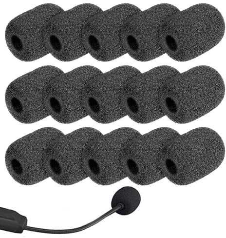 15 Headset Mikrofon Schaumstoff, Mikrofonüberzüge geräuschreduzierende | mikrofon Schutz Schaumstoff für Headset,atmungsaktive Ohrhörer-Mikrofonüberzüge für Headsets mikrofon polster