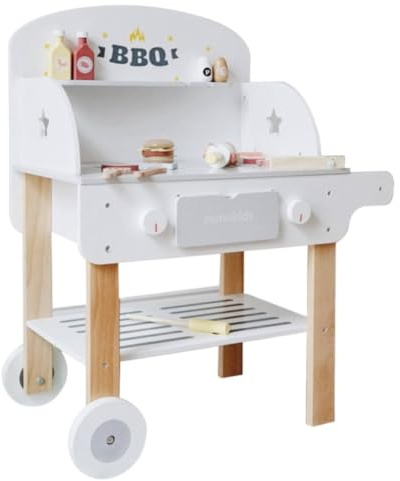 FytStycale Chariot Barbecue en sur Bois roulettes Barbecue avec Accessoires Extérieur Cuisine avec Accessoires pour Enfants, Tout-Petits