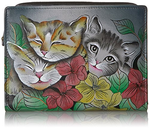 Anna by Anuschka Damen Kittenstres Gatitosdrei Clutch-Geldbörse aus echtem Leder, DREI Kätzchen
