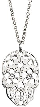 Aka Gioielli® - Totenkopf Kette Damen 925 Sterling Silber Rhodiniert mit Swarovski Kristalle, Mexikanische Skull Anhänger