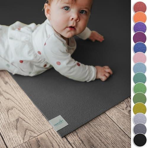 Sanosoft® Krabbelmatte Made in Germany, Öko-Tex Anti-Rutsch Krabbelunterlage - 120cm X 120cm Grau