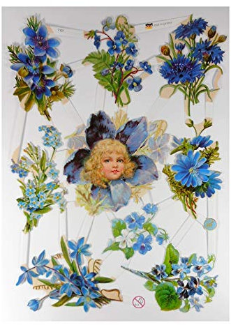 Glanzbilder EF 7101 Engel Blume Strauss Oblate Posiebilder Scrapbook Deko GWI 624