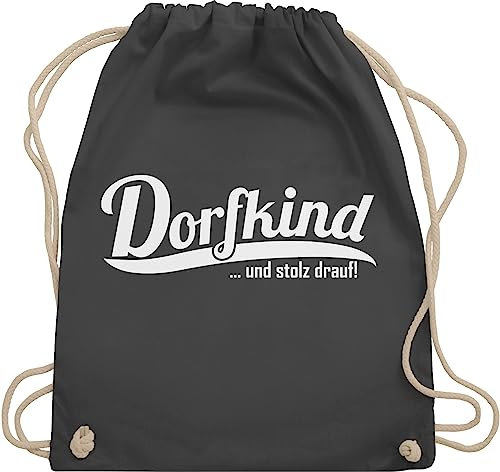 Turnbeutel Rucksack - Sprüche Statement mit Spruch - Dorfkind und stolz drauf I Landleben I Dorfkinder - Unisize - Dunkelgrau - rucksäcke bin beutel+rucksack+mit+sprüchen sprueche dorf beutel