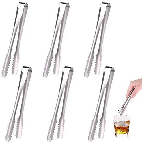 TUPARKA 6 Pack Stainless Steel Ice & Sugar Tongs - Small Kitchen Tongs for Party & Coffee