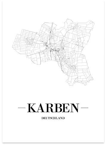 JUNIWORDS Stadtposter - Wähle Deine Stadt - Karben - 30 x 40 cm Poster - Schrift A - Weiß
