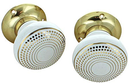 G Decor Royal Gold III Colour Ceramic Mortice Door Knobs Interior, Home Improvement Accessories, Bedroom Bathroom Kitchen Handles (Pair)