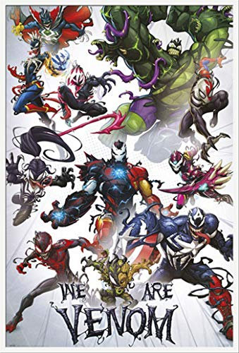 empireposter Marvel - We Are Venom - Cartoon Comic Poster Plakat Druck - Größe 61x91,5 cm + Wechselrahmen, Shinsuke® Maxi Kunststoff Weiss, Acryl-Scheibe