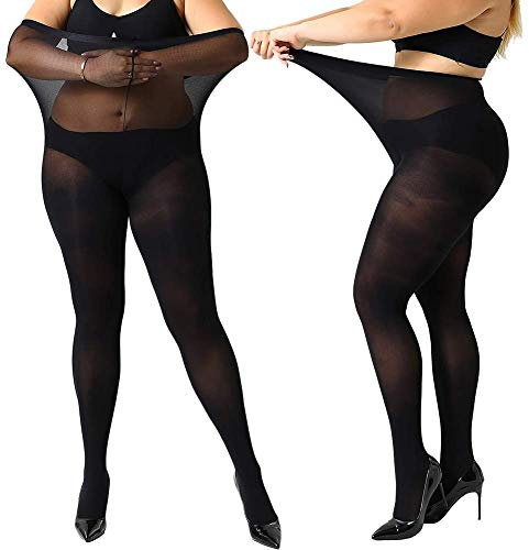 MANZI Damen Strumpfhose 2 or 4 Paar Plus Größen XL-4XL(44-62),2 Paar Schwarz,70 Denier XXXL