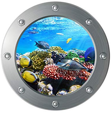 3D Wandtattoo Unterwasserwelt Wandaufkleber Fenster Selbstklebend Unterwasser Welt Wandsticker Wandtattoo Badezimmer Kinderzimmer Aufkleber Deko
