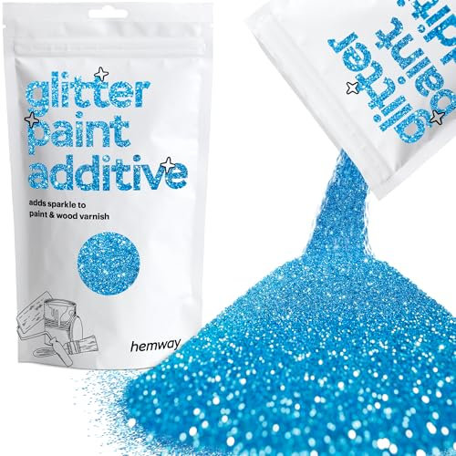 Hemway Glitter Paint Additive - Ocean Blue | Metallic Flakes for Adding Sparkle to Paints & Wood Varnish | Add to Emulsion, Acrylic & Latex for Indoor Sparkly Walls | 100 g