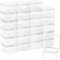BELLE VOUS Kleine Klare Plastikbox mit Deckel Set (24 Stk) - L6,2 x B6,2 x H4 cm Boxen mit Klappdeckel – Stapelbare Acrylbox mit Deckel für Pillen, Perlen, Schmuck, Bastelartikel & Kleinteile