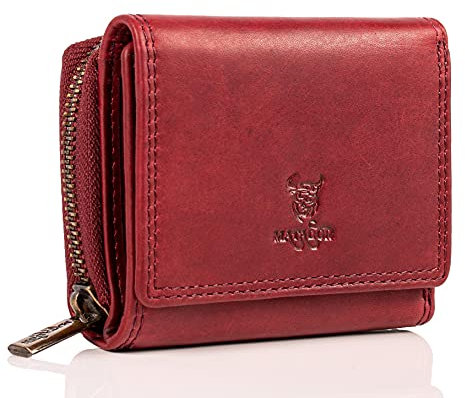 MATADOR Petit Porte Monnaie Femme en Cuir véritable Rose - Fermeture éclair - Petit Portefeuille Femme Cuir avec Boîte Cadeau - Mini Porte Monnaie Mini Portefeuille - 8 Porte Carte Credit