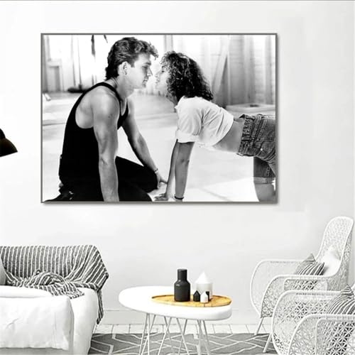 Yuefa Art Dirty Dancing Leinwand Poster Schwarz Weiß Wandkunst Malerei Film Druck Pulp Fiction Poster Wandbilder Wohnzimmer Dekor 80x100cm (32x39in) Rahmenlos