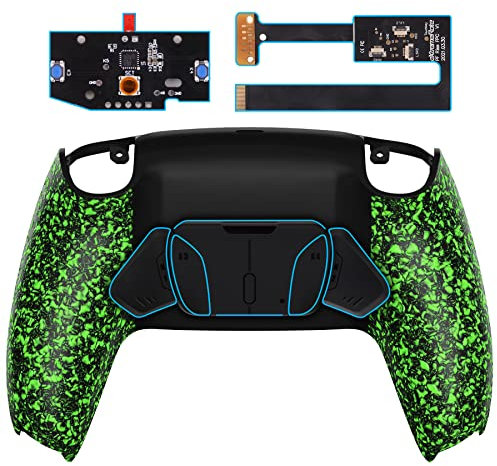 eXtremeRate Programmierbares RISE4 Remap Kit für ps5 Controller BDM-010/020,Remapping Board&Grips Case Texturiertes Rückplate Gehäuse&Rücktasten Back Paddles für ps5-Grün