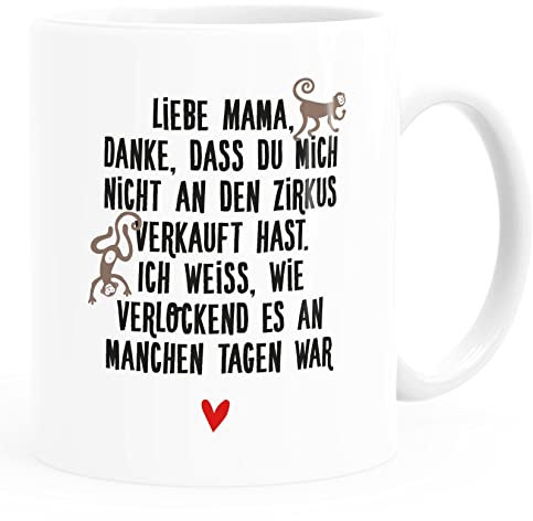 Moonworks® Kaffee-Tasse Geschenk für Mama Tochter Sohn Herz Spruch lustig Danke dass du mich nichtt verkauft hast Uni-Weiß Keramik-Tasse
