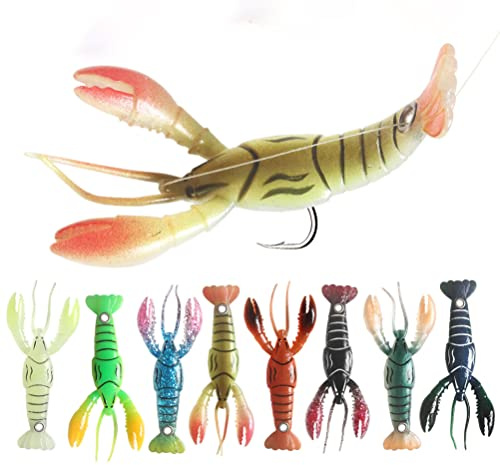 MAICOLA 8 Stück weicher Fischköder Krabbenköder Garnelen Lobster Claw Kunstköder Swimbait 9,5 cm / 6 g künstlicher weicher Garnelen-Köder Süßwasser-Salzwasser