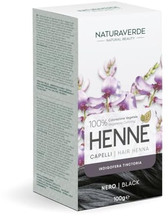 Naturaverde | Henné - Colore Nero, Tinta per Capelli, Colore Capelli, Tinta Capelli, Tinta Capelli Senza Ammoniaca, Colorazione Capelli, 100% Vegetale, Tubo Tinta per Capelli Professionale da 100g